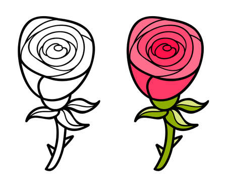 Beautiful cartoon rose.のイラスト素材