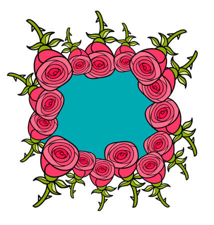 Banner of red and pink roses.のイラスト素材