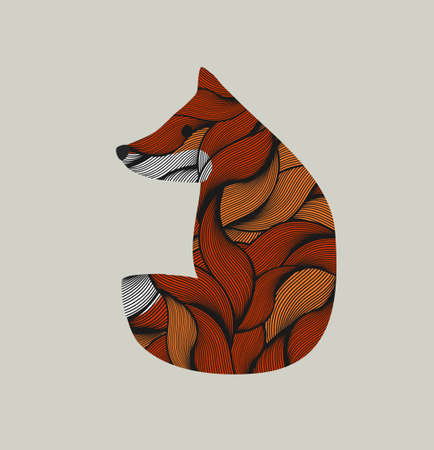 Textured little red fox. Vector animal illustration.