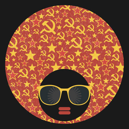 Black head woman with strange pattern on her hair. Vector illustration.のイラスト素材