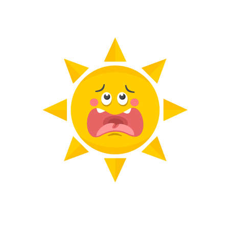 Cute sun. Vector illustration of funny sky object.のイラスト素材
