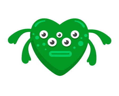 Vector illustration of green monster with heart shape.のイラスト素材