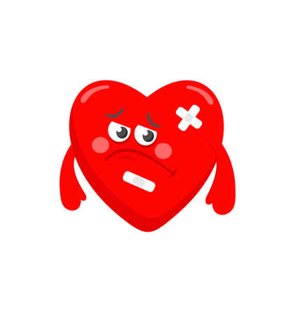Vector illustration of sad heart with health problems.のイラスト素材