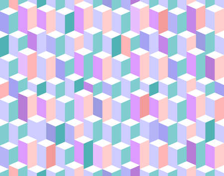 Seamless geometric pattern with vector cubes in pastel colors.のイラスト素材