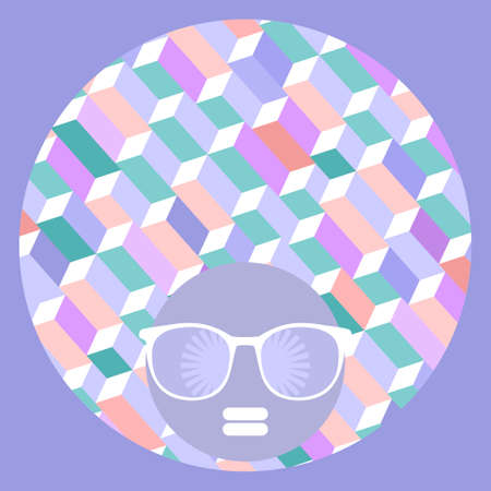 Black head woman with strange pattern on her hair. Vector illustration.のイラスト素材