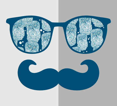 Retro sunglasses with reflection for hipster. Vector illustration of accessory - glasses isolated. Best print for your t-shirt.のイラスト素材