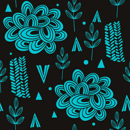 Seamless pattern with abstract nature elements. Vector illustration.