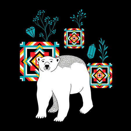 Decorative print with polar bear.のイラスト素材