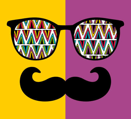Abstract portrait of retro man in glasses. Vector face illustration.の写真素材