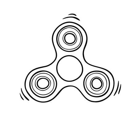 Black and white illustration of children toy spinner. Vector print for coloring.のイラスト素材