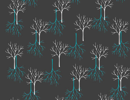 Seamless pattern with winter forest. Vector art.