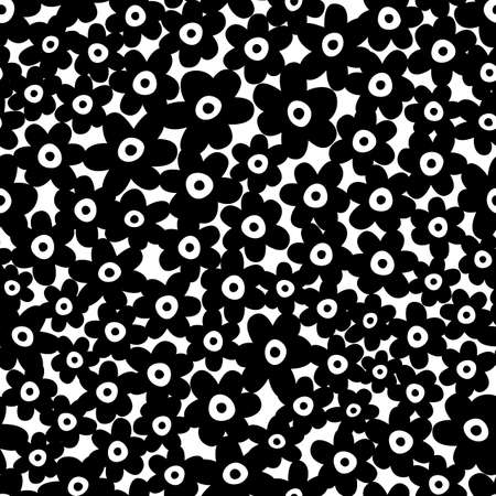 Seampless pattern with flowers in scandinavian simple stile. Vector wallpaper monochrome.のイラスト素材