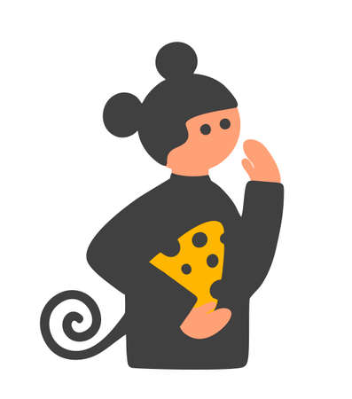 Cute and funny little child in costume of mouse.のイラスト素材