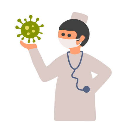 Young man docture handing in hand virus.のイラスト素材