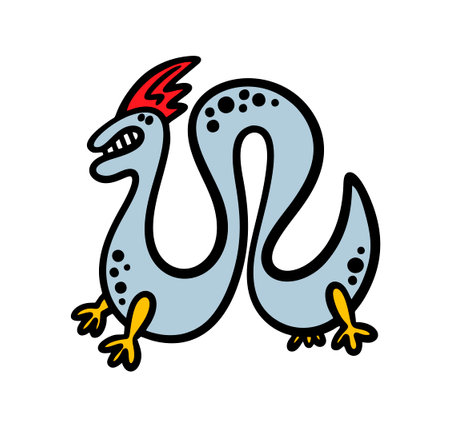 Chinese dragon fantastic animal symbol of oriental culture. Vector simple hand drawn illustration of fairy tale art.のイラスト素材