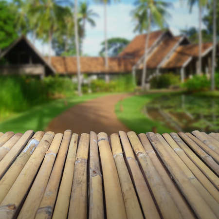 Looking back from the bamboo truck.の写真素材