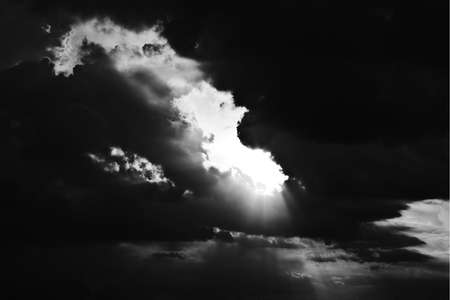 The dramatic storm Cloud and the evening sky in Black and White monochrome Cloudscape.の写真素材