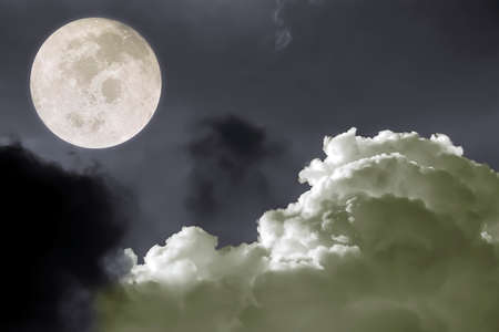 Full moon with  Black and White  sky background.
