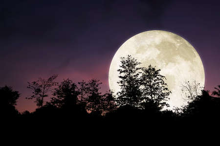 Dramatic and beautiful big moon on night sky.Image of full moon furnished by NASA.の写真素材