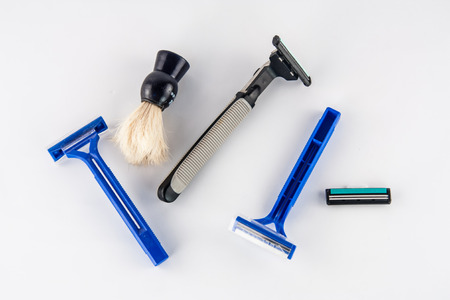 Shaver and shaving brushの写真素材