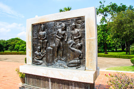 Engrave stone of Thai historyの写真素材