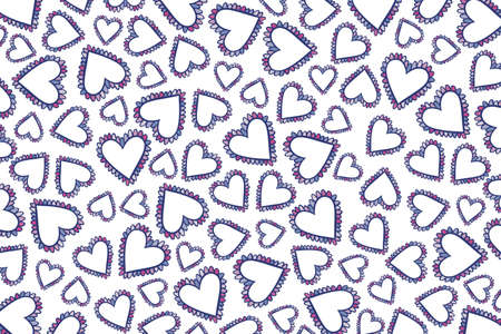 Doodle hearts in seamless pattern for Valentine's day background