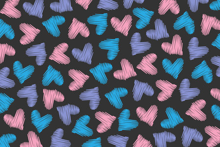 Doodle hearts in seamless pattern for Valentine's day backgroundのイラスト素材