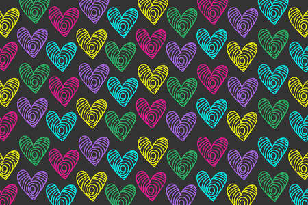 Doodle hearts in seamless pattern for Valentine's day backgroundのイラスト素材