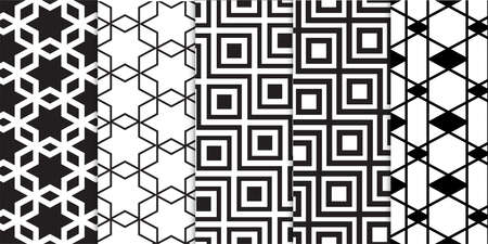 Geometric abstract seamless pattern collection set