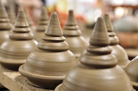 Handcraft Thai traditional clay pottery in Koh Kred island, Thailand の写真素材