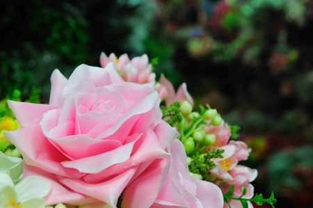 Plastic Roses flowers, handmade productsの写真素材