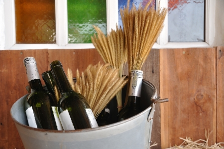 Wines and barrels in Country conceptの写真素材