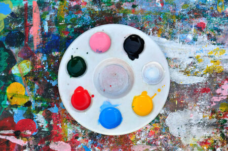 Used pallet color on wooden board  の写真素材