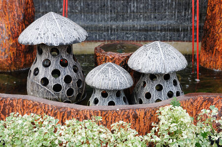 Mushrooms lamps outdoor decoration. の写真素材