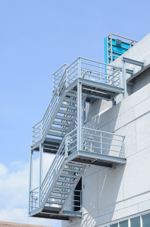 Steel sadder for fire exit out site building.のeditorial素材