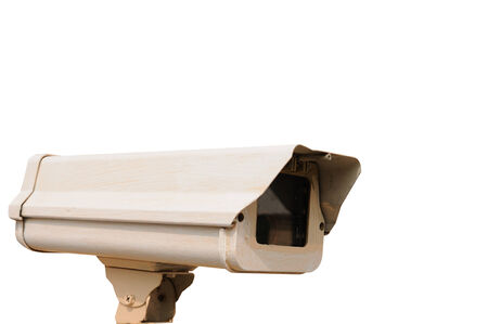 Surveillance camera on white background.