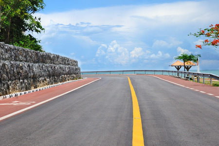 beautiful long sea roadの写真素材
