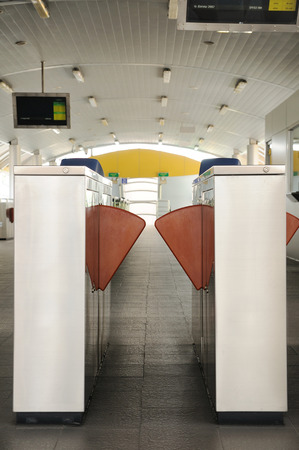 Entrance gate of metro bus of Bangkok, Thailand.