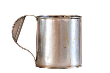 Aluminium bucket isolated on white background.の写真素材