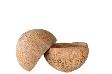 Coconut shell isolated on white background.の写真素材