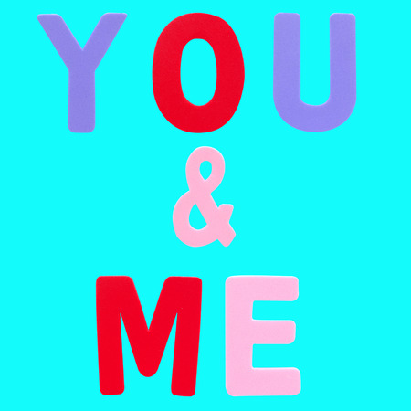 Color English Alphabet foam spelling you and me with clipping pathの写真素材