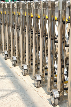 Moving stainless fence protection.