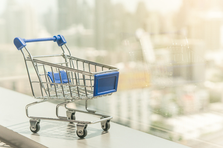 Marketing concept, shopping cart with Central Business Districtの写真素材