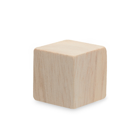 wooden cube isolated on white backgroundの写真素材