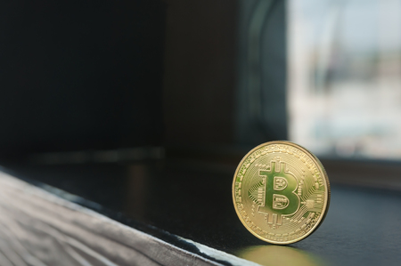 Golden bit coin new symbol of world digital financial currency for trading shopping marketing,...