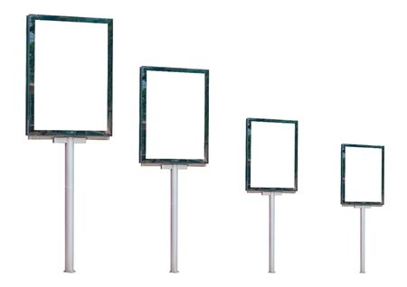 Blank standing advertising board isolated on whiet back ground.の写真素材