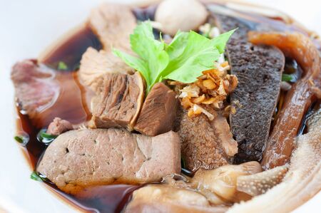 Haggis beef meat soup with boiled jug rag beef mixing in Chinese salt puree soup with deep fried...