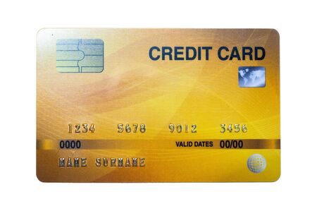 Credit cards for payment the debt banking fee, money less make cash flow. Isolated on white background with clipping path.の写真素材