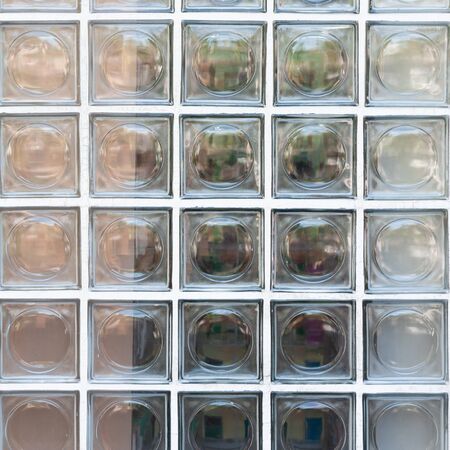 Big house and building wall made from square block glass, house interior and decoration by use block...