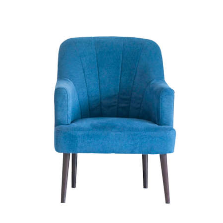 Blue turquoise single armchair with clipping path isolated on whtie.